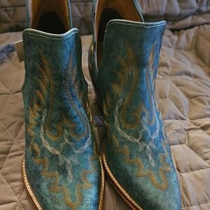 Myra Westerly Western Booties teal size 10